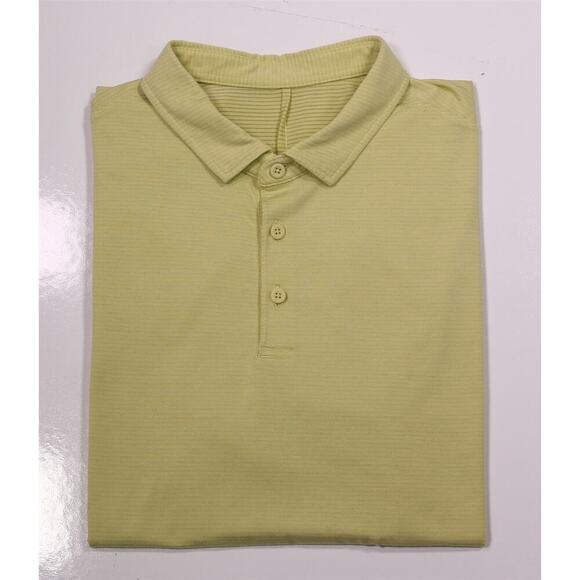 Lululemon Evolution Striped Yellow Tech Performance Golf Polo Shirt Men's Medium - Picture 1 of 6